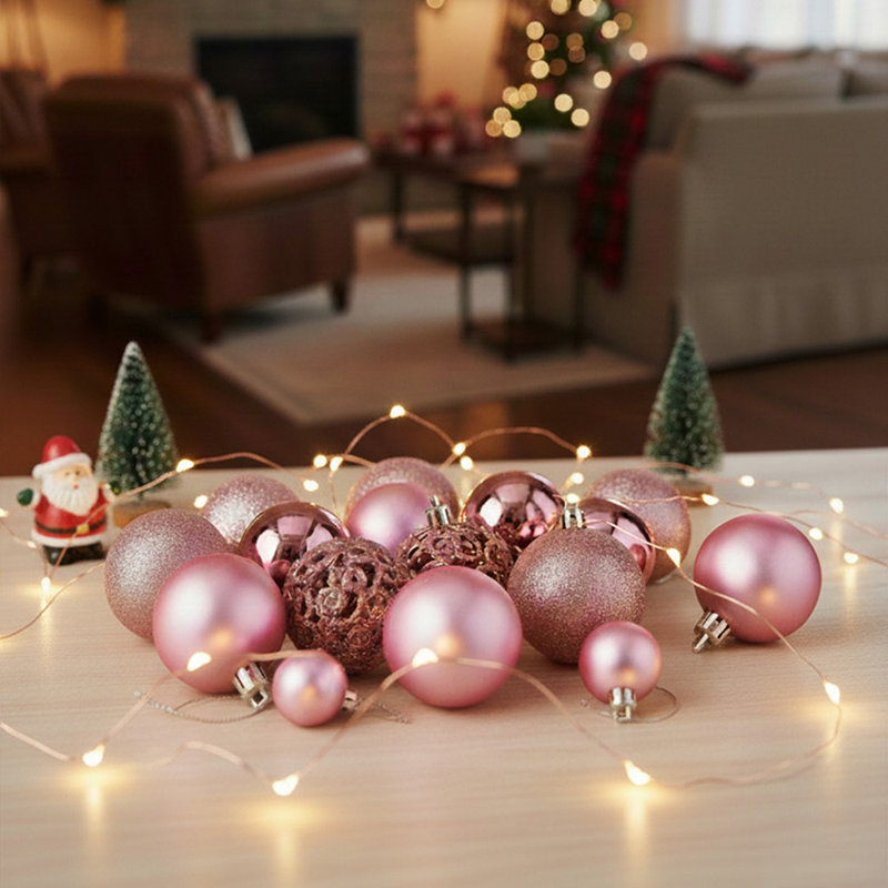 24 cm Plastic Other Shatterproof Bauble, Pink