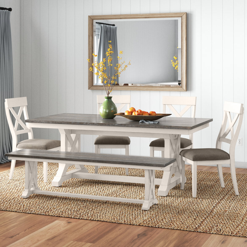 Ensemble repas pour 6 personnes Ryann, Crème / gris