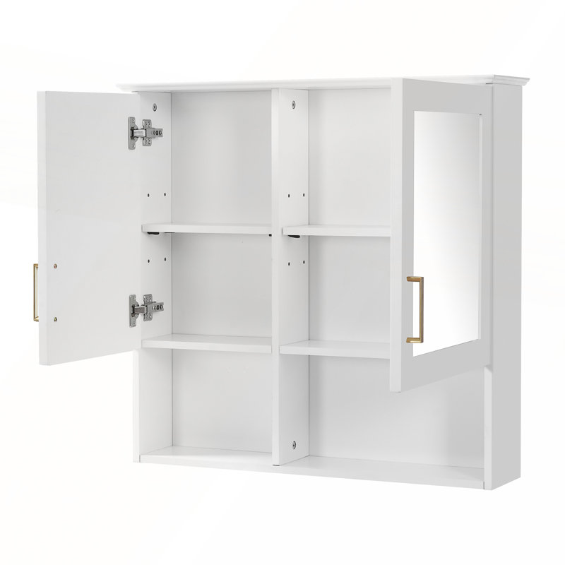 Armoire de toilette murale 2 en 1 avec tablettes réglables et portes à fermeture en douceur pour salles de bain modernes