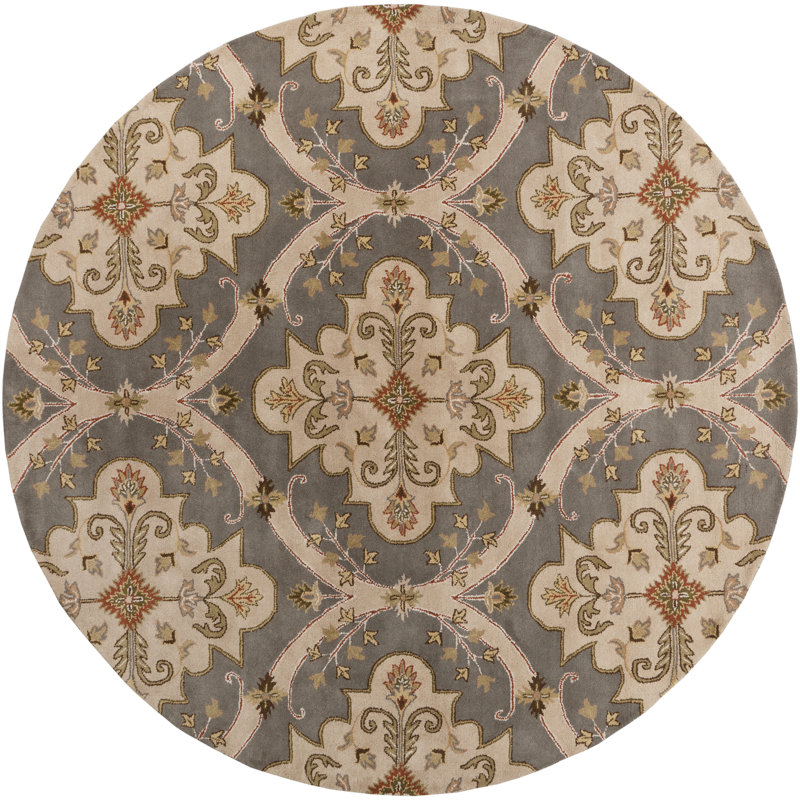 Stanford Wool Damask Indoor Rug, Round 8'