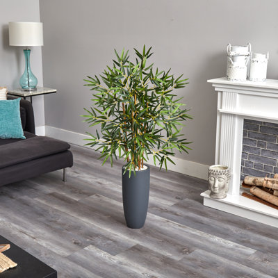 Bamboo Tree in Gray Cylinder Planter