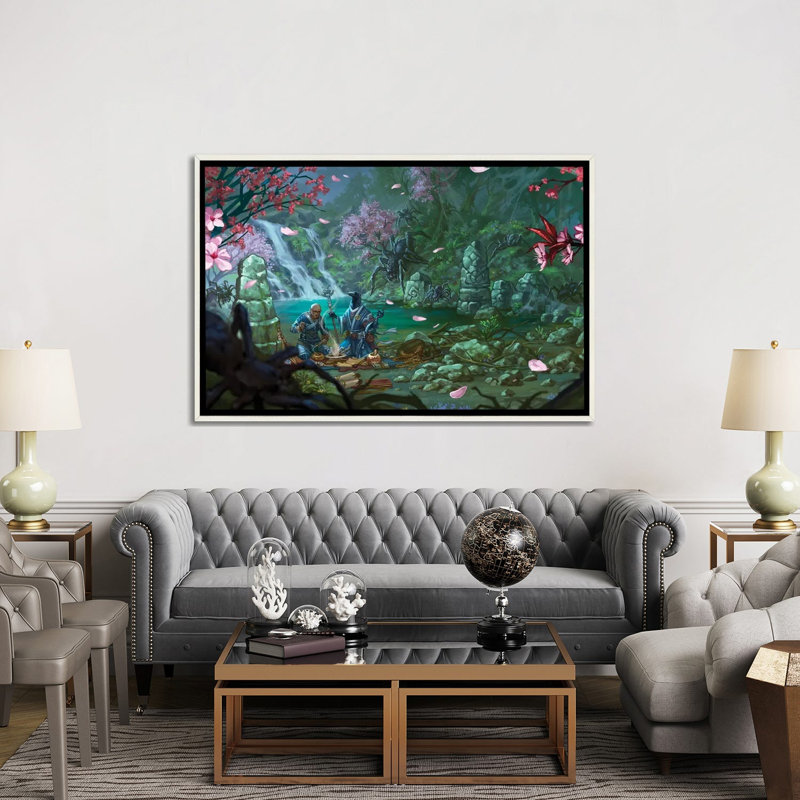Cover Scene - Wall Art Print - Framed Canvas, 60" H x 40" W, Floater Framed Print Canvas without Mat, Distressed White