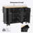 51" Fluted Kitchen Island with Drop Leaf, Farmhouse Accent Kitchen Island on Wheels with Internal Storage Rack, Rolling Kitchen Cart with Towel Rack for Kitchen, Dining Room-181590915