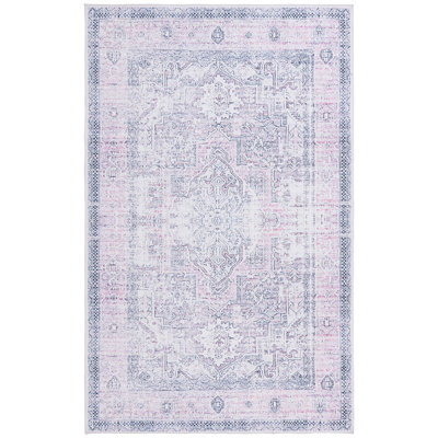 Arizona Nabil Machine Washable Non-Slip Area Rug in Pink & Purple