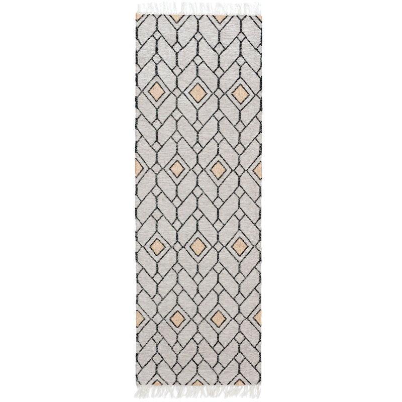 Ashes Geometric Area Rug in Gray/Beige, Runner 2'7" x 13'1"