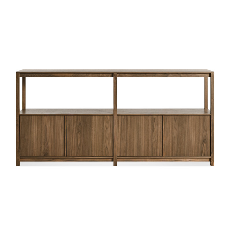 Open Plan Large Low Bookcase w/ Storage, (2 Sheves) 33" H x 68" W x 13" D, Walnut