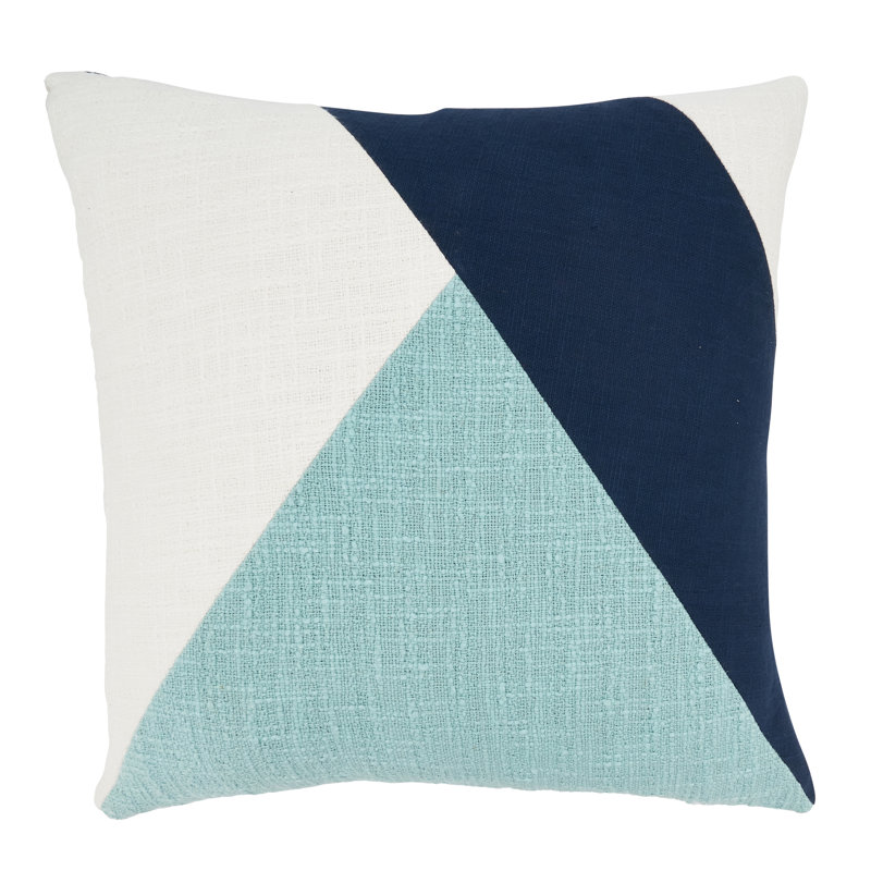 Coussin décoratif en coton à formes géométriques Geo Block Collection, Turquoise, Duvet