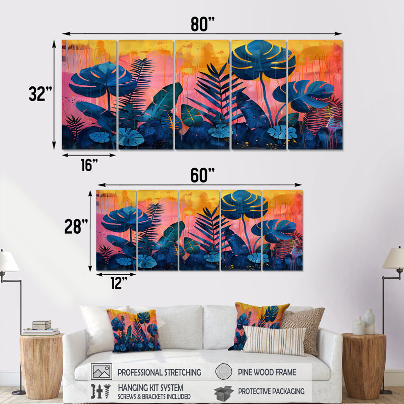 Ensemble de salon mural Burkittsville - Palmiers et palmiers, H 32 po x l 80 po