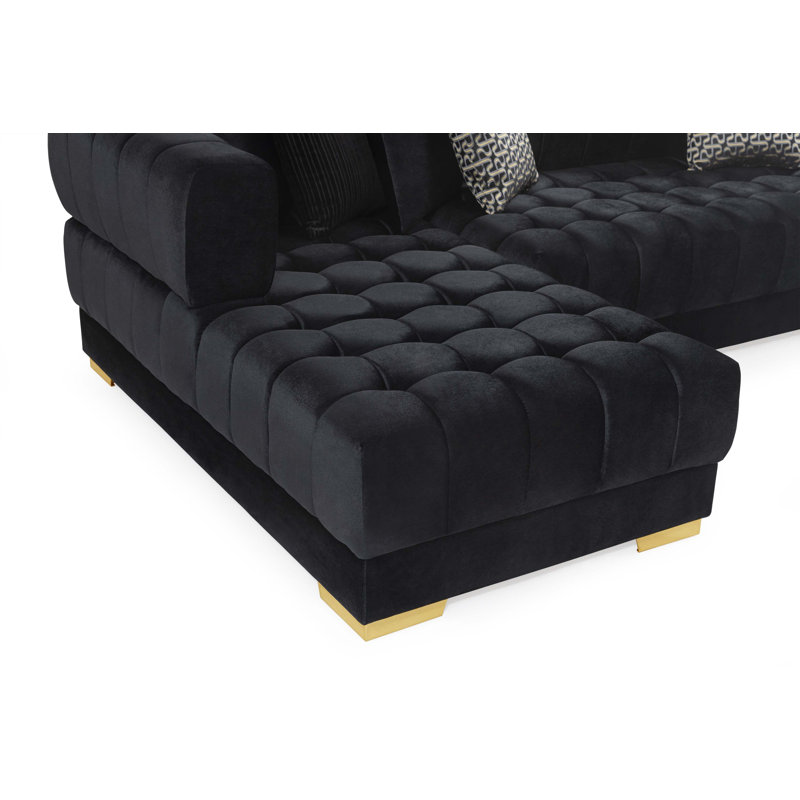 Canapé modulaire double en velours U, Velours noir