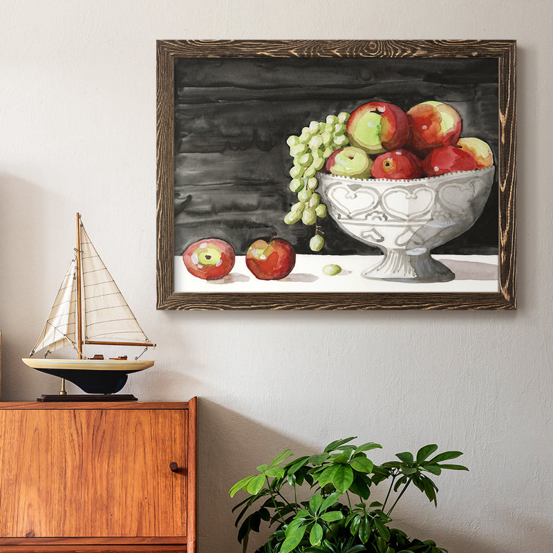 Watercolor Fruit Bowl I, reproduction d'art sur toile, Noyer, H 18 po x l 26 po x P 1,5 po