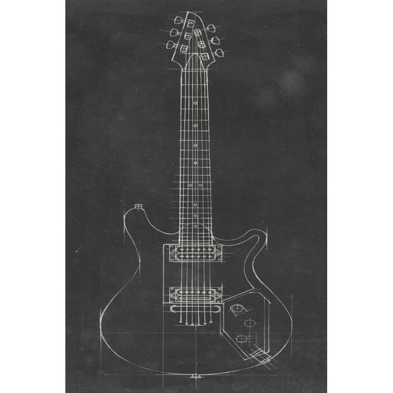 Electric Guitar Blueprint II, 46cm H x 30cm W x 3.8cm D