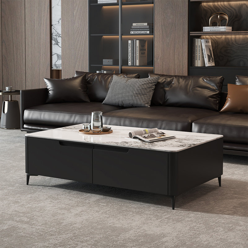 Table basse Modern, H 16,5 po x L 55,1 po x l 27,6 po, Noir