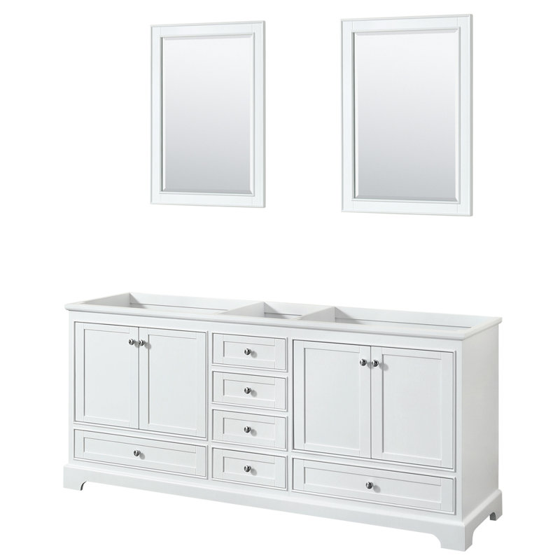 Base de meuble-lavabo double 79 po Deborah, Blanc / chrome poli