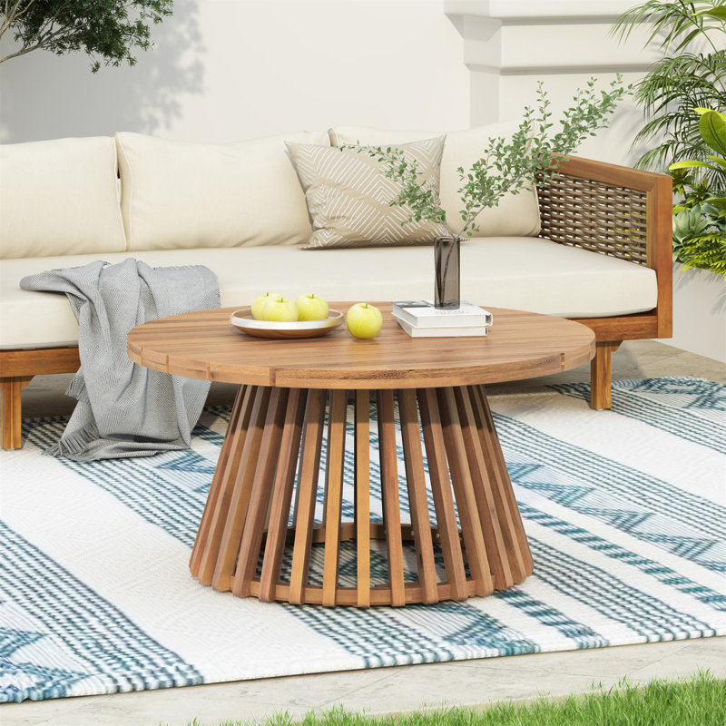 Table basse de patio en bois d'acacia, Teck clair
