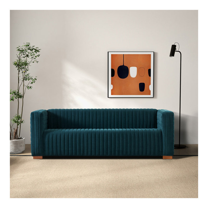Canapé Elara - Velours, Bleu foncé / turquoise