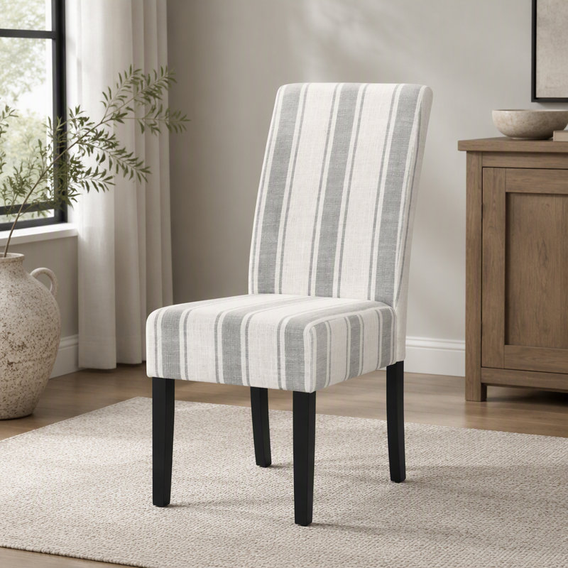 Chaise en tissu, Gris à rayures