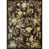 Brown Hand-Knotted Wool Botanical Cascade Geometric Modern Contemporary Carpet Rug