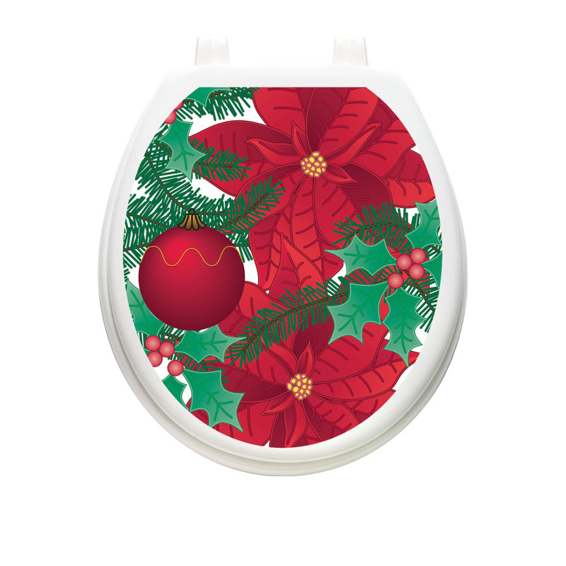 Décalcomanie de siège de toilette Holiday Poinsettia - housse en vinyle Classic, Rond