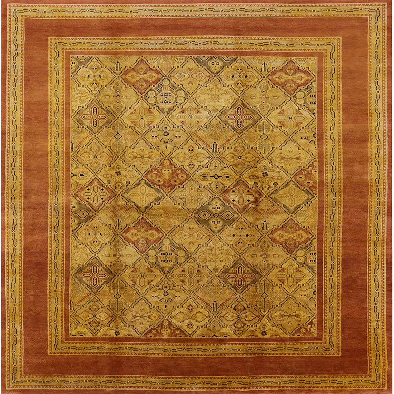 Tapis beige / rouge Southwestern, Carré 8 pi