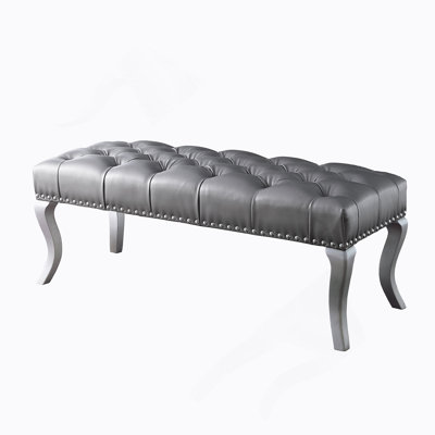 Tufted Fabricupholstered Bench With Nailhead Trim
