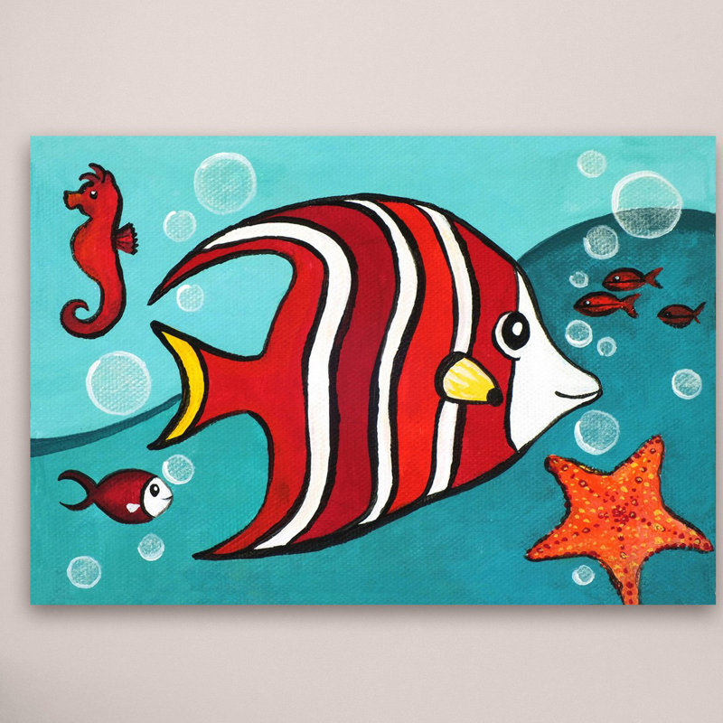 « red fish » par nicola joyner, reproduction d’art sur toile, H 12 po x l 18 po x P 1,5 po