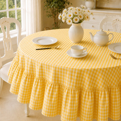 Nappe 100% coton écossais avec bordure à volants