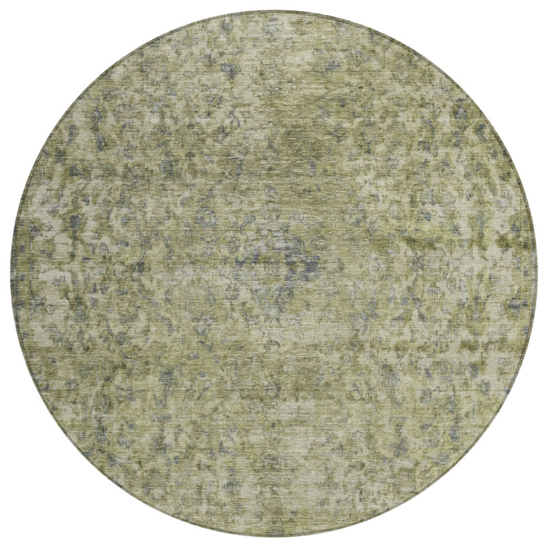 Felissae Green Washable Indoor-Outdoor Rug - , 3' x 5'