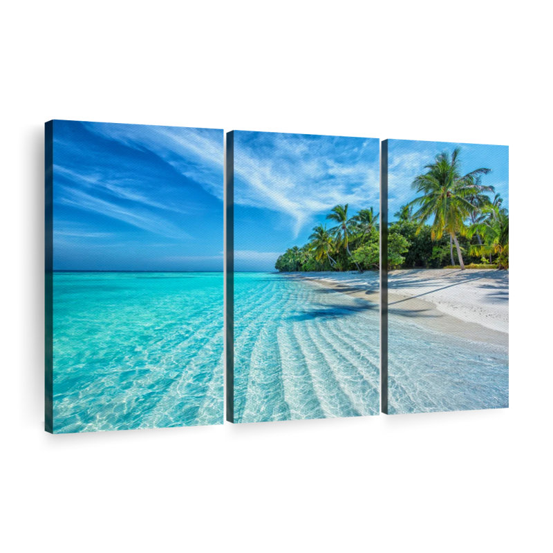 Maldives Beach Coast 3 pièces, H 24 po x l 38 po x P 1,25 po