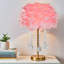 Lampe de table en plumes roses-2081080216