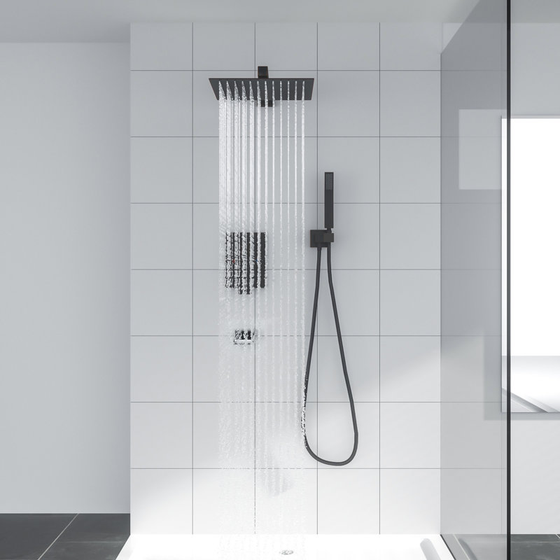 Pomme de douche murale 12 po avec douchette à pluie 12 po, Bronze huilé
