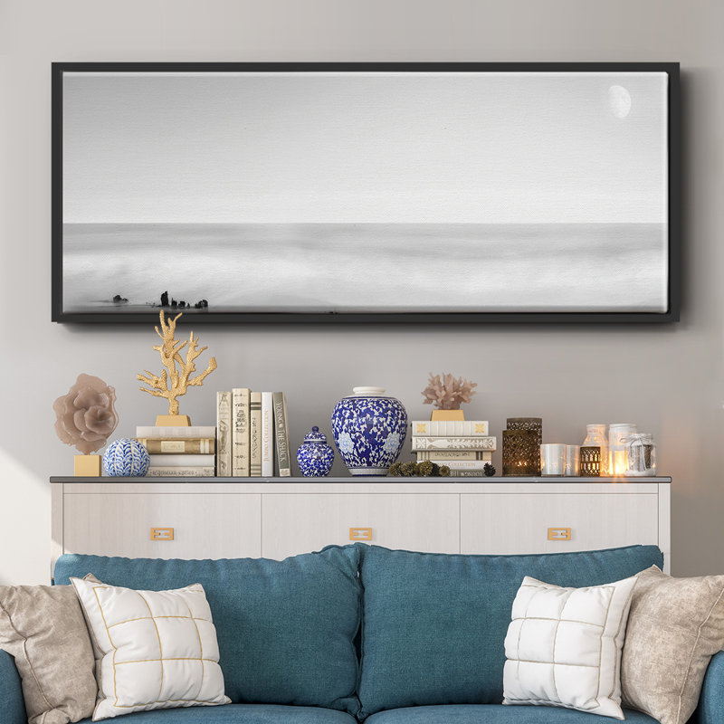 Panneau noir et blanc d'eau, toile encadrée