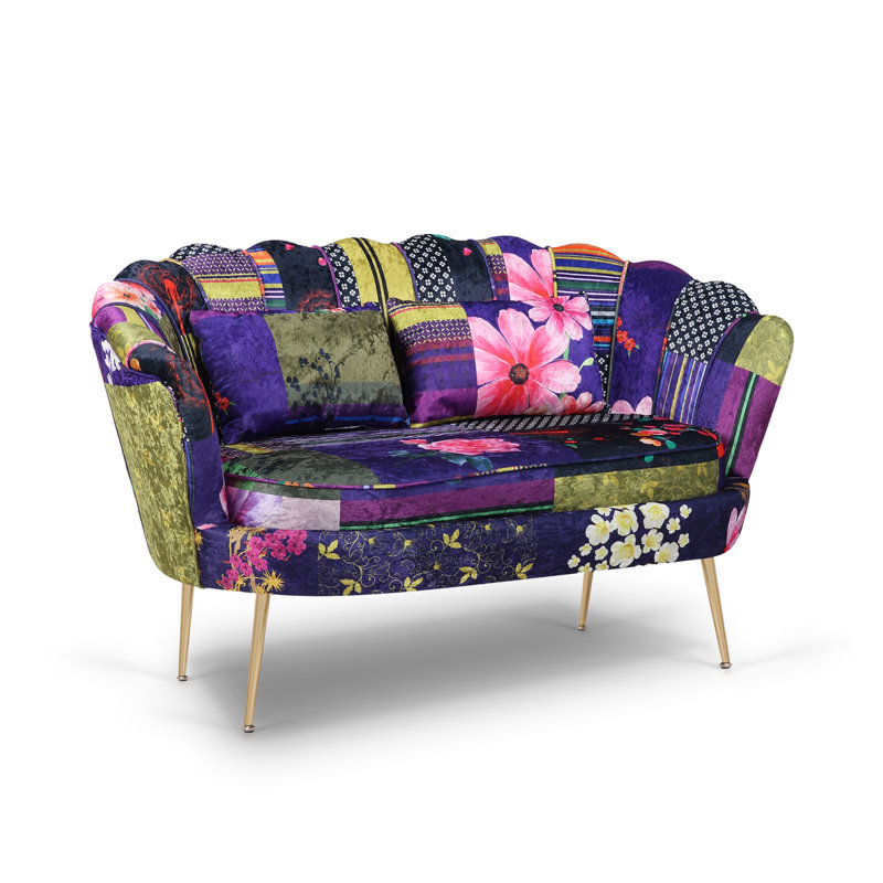 Angelicia 2 Seater Loveseat Accent Sofa, Multicoloured Background