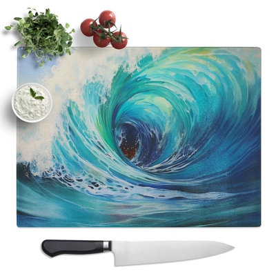 Wave Hard Edge  Glass Chopping Board