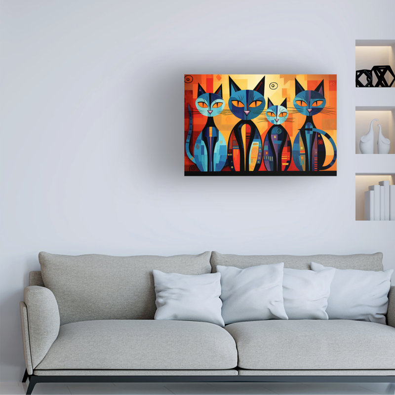 «Animals Colorful Cat 4 on Canvas» par Ray Heere, reproduction, H 16 po x l 24 po x P 2 po