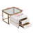 High-gloss Marble Nestable Coffee Table With Glass Tabletop, Gold Decoration, And Side Table With Drawer