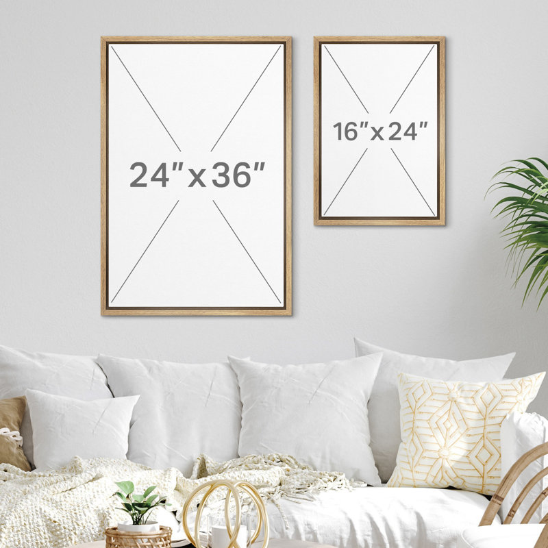 Framed Canvas Wall Art Black Gray Abstract Print for Living Room Decor, Natural, 36" H x 24" W, Floater Frame