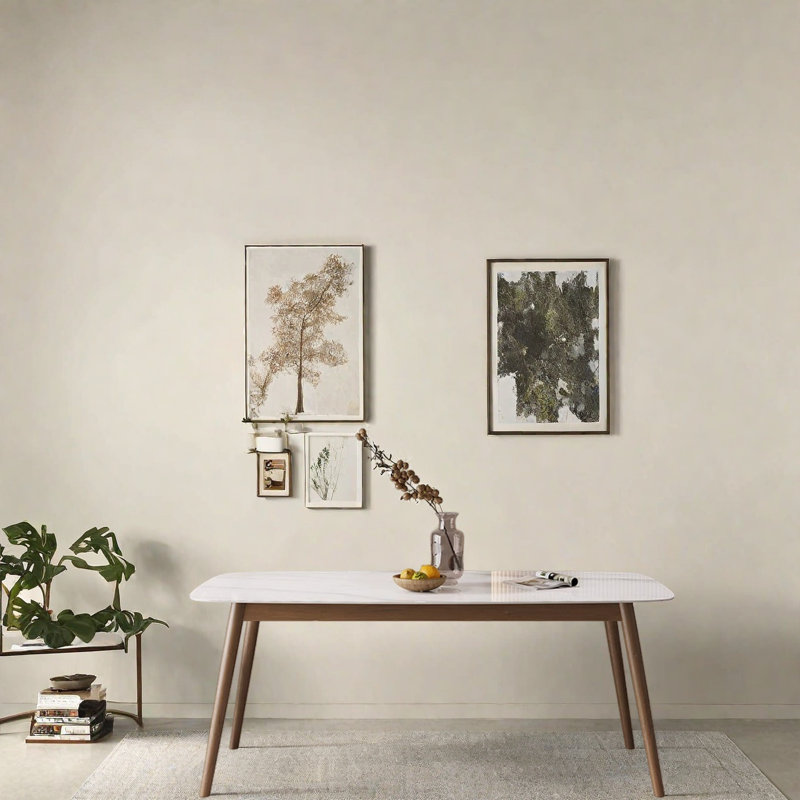 Ensemble de salle à manger en bois de frêne et planche à roulettes pour petits espaces, H 29,5 po x L 70,8 po x l 35,4 po