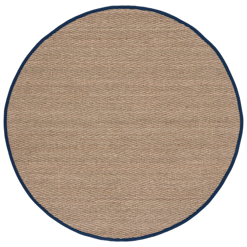 Auckland Natural/Blue Area Rug, Round 6'