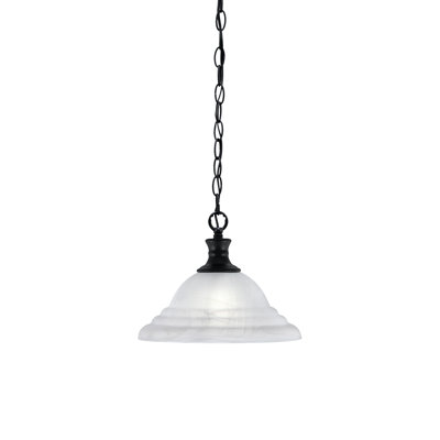 Luminaire suspendu en chaîne avec verre tourbillon blanc albâtre de 12 po
