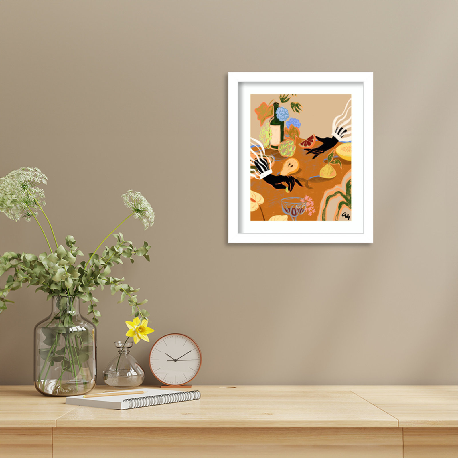 Oberon "Handful of Love (Fruit)" Print, White, 13" H x 11" W