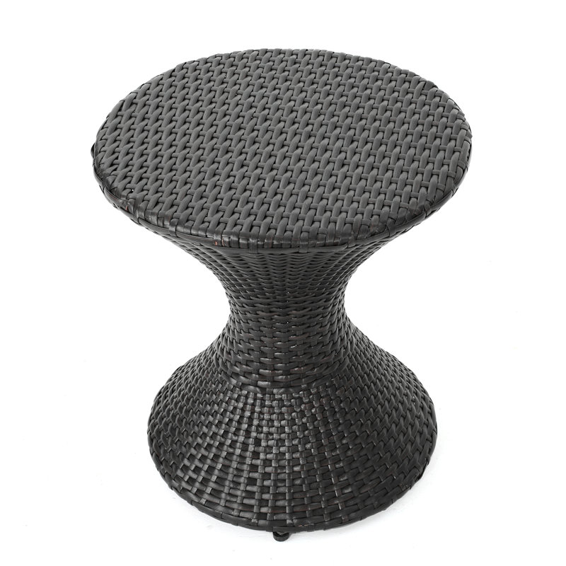 Outdoor 16-Inch Multi-Brown Wicker Hourgla Side Table