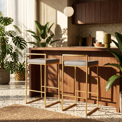 Tabouret de comptoir en simili cuir et acier H 17,5 po x P 16 po x H 31 po Fuji (ensemble de 2)