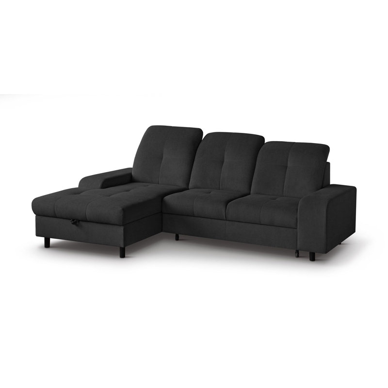 Antwyan 4 Seater Sofa Bed, Left Hand Facing, Black