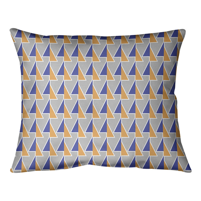 Coussin lombaire à motif de flèches changeées, H 10 po x l 14 po, Duvet / Plumes, Bleu/orange