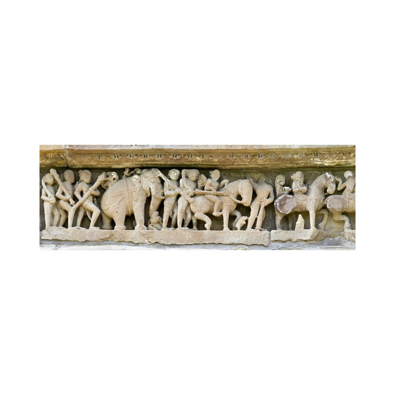 Sculptures Detail Of A Temple, Khajuraho, Chhatarpur District, Madhya Pradesh, India by Panoramic Images - Wrapped Canvas Panoramic Print
