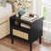 Aimara Rattan Nightstand Set 2, Bedside Table with Open Shelf and Door, Boho End Table