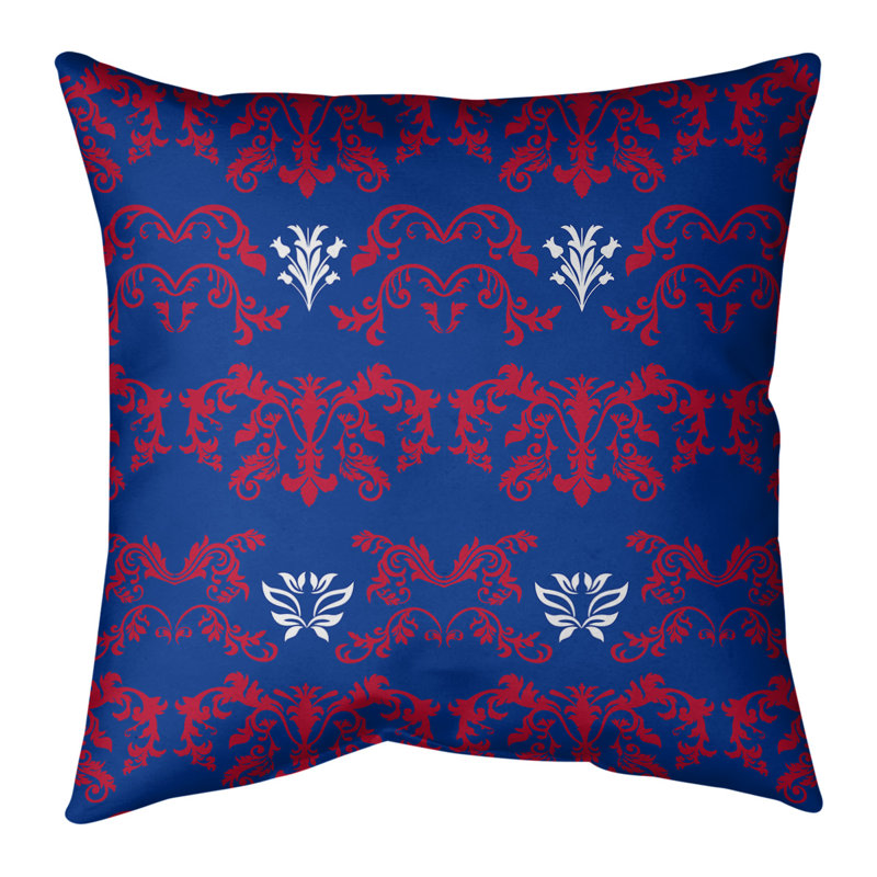 Housse de coussin Buffalo Football Baroque, 26 po x 26 po, Bleu / Rouge / Blanc, Faux lin