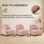 Canapé d'angle minimaliste en chenille plissée avec pouf, 2 places, rose-838201783