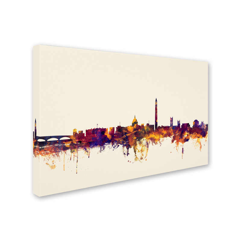 « washington dc horizon », reproduction d’impression sur toile tendue, H 16 po x l 24 po x P 2 po