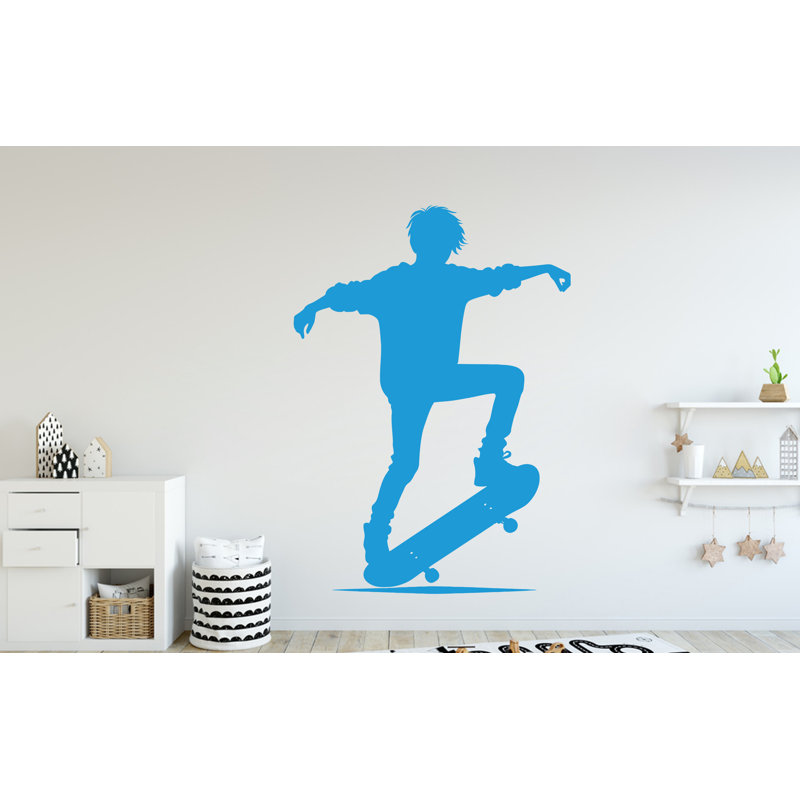 Adhésif mural Skateboarder, H 24 po x l 17 po, Matte Black